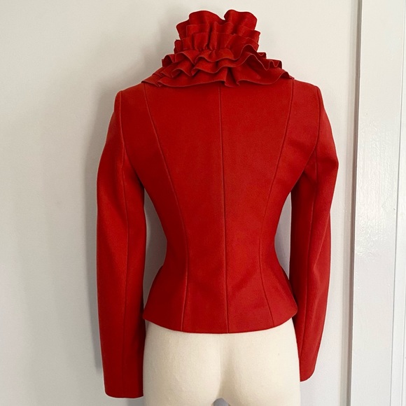 Red Ruffle Statement Blazer Jacket - Picture 7 of 7